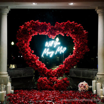 8ft Romantic Atmosphere Heart Shaped Red Rose Flower Wall Wedding Decoration Indoor-ubackdrop