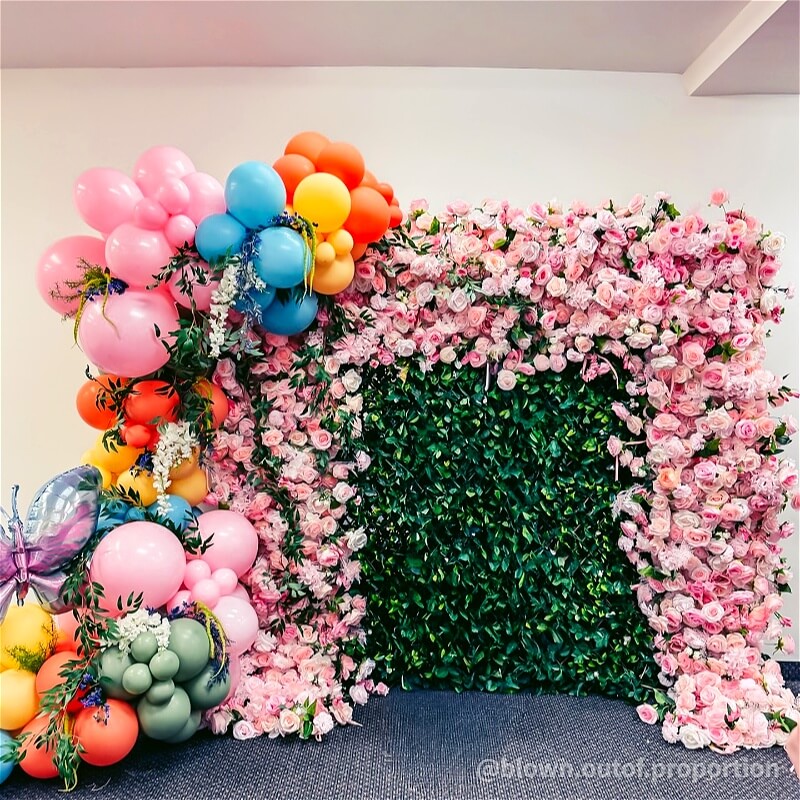 Pink Fabric Artificial Flower Wall Arch Wedding Birthday Party Decoration-ubackdrop