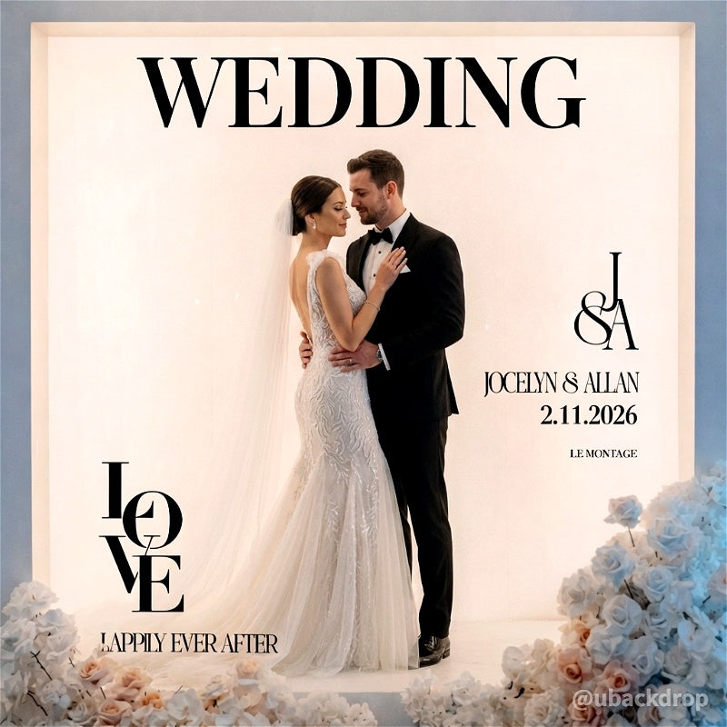 6.5x7.5ft Elegant Wedding Magazine Cover Photo Booth Prop Party Box-ubackdrop