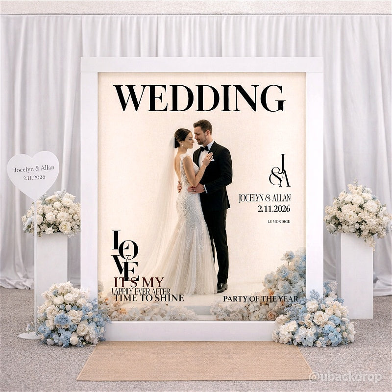 6.5x7.5ft Elegant Wedding Magazine Cover Photo Booth Prop Party Box-ubackdrop