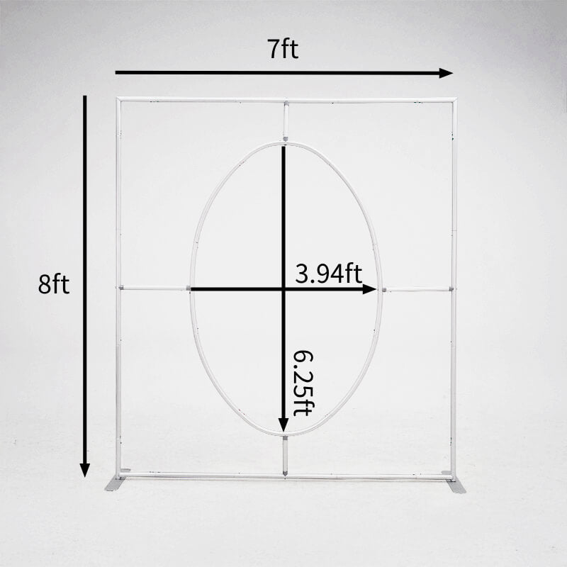 7x8ft Oval Cutout Square Ruched Fabric Backdrop Stand for Events-ubackdrop