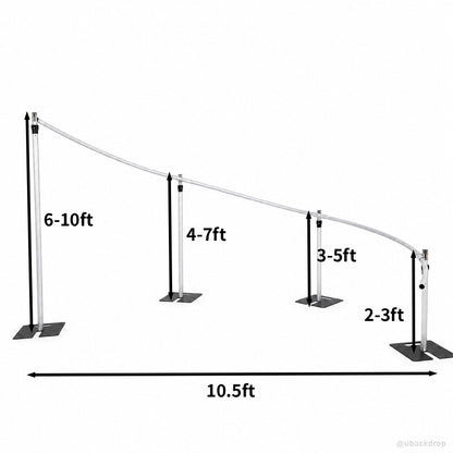 Adjustable curved drapery backdrop frame party stand size guide