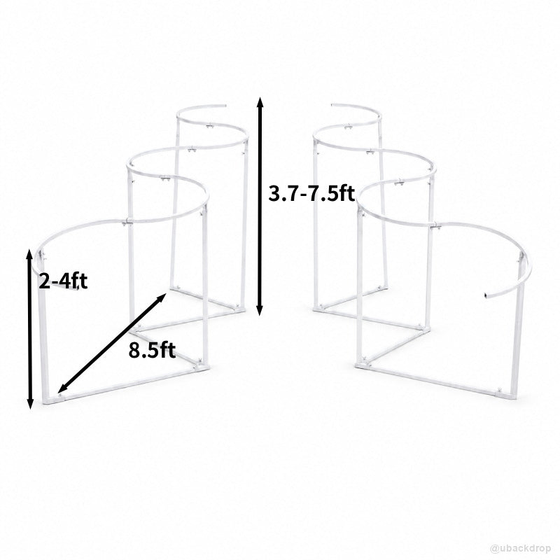 Adjustable wavy drapery backdrop frame party stand size guide