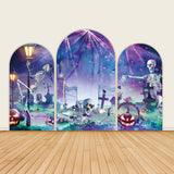 Neon Skeleton Graveyard Halloween Party Arch Backdrop Covers