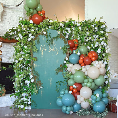 Green White Roses Fabric Artificial Flower Wall Arch Wedding Party Decoration-ubackdrop