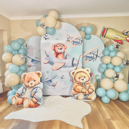 Cartoon Bear Theme Baby Shower Backdrop Cover-ubackdrop