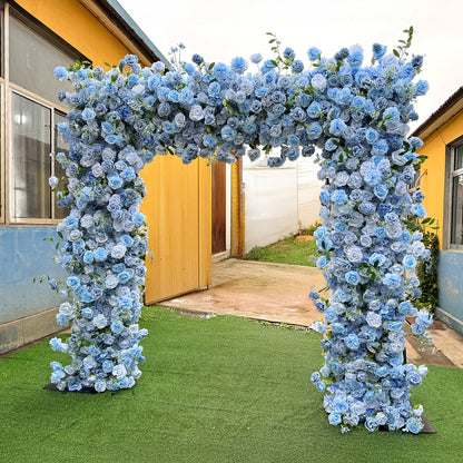 Blue Roses Fabric Artificial Arch Flower Wall-ubackdrop