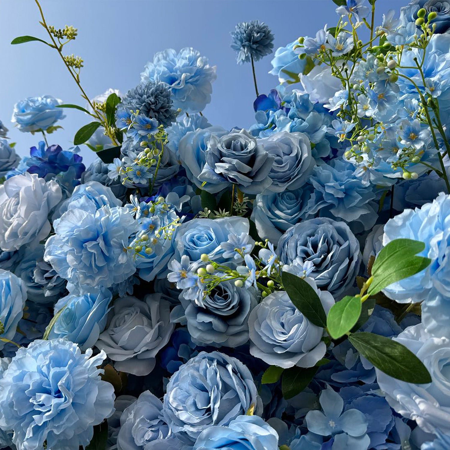 Blue Roses Fabric Artificial Arch Flower Wall-ubackdrop