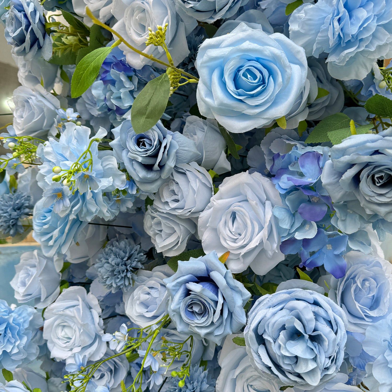 Blue Roses Fabric Artificial Arch Flower Wall-ubackdrop
