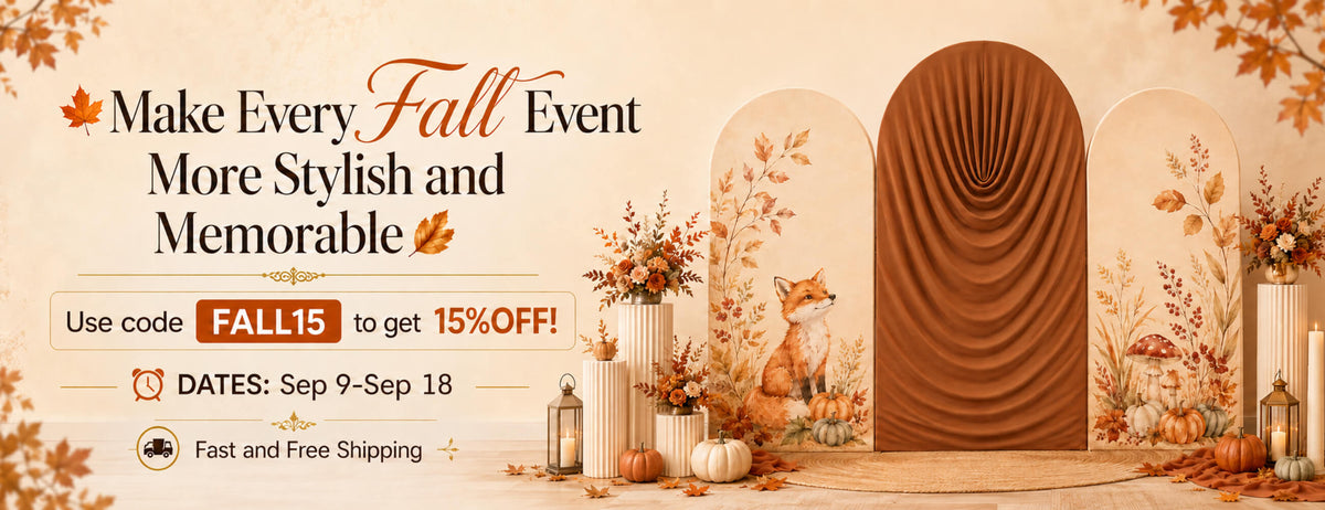 Autumn event decor promotional poster with fox and pumpkins