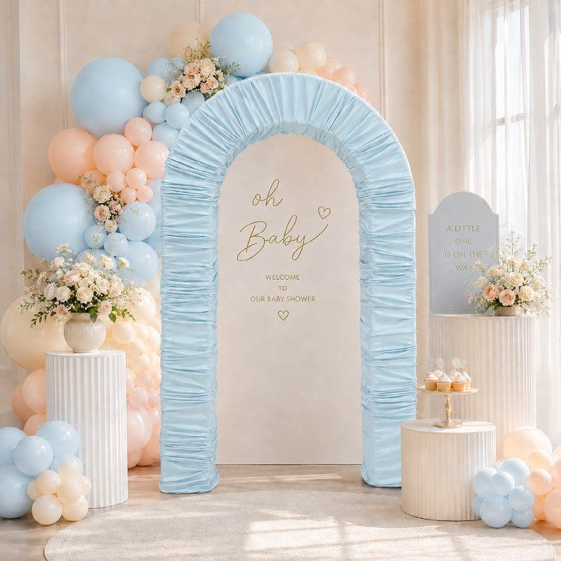 4.3x7ft 3D Dual-Tube Ruched Fabric Cover Arch Stand for Event Decor-ubackdrop