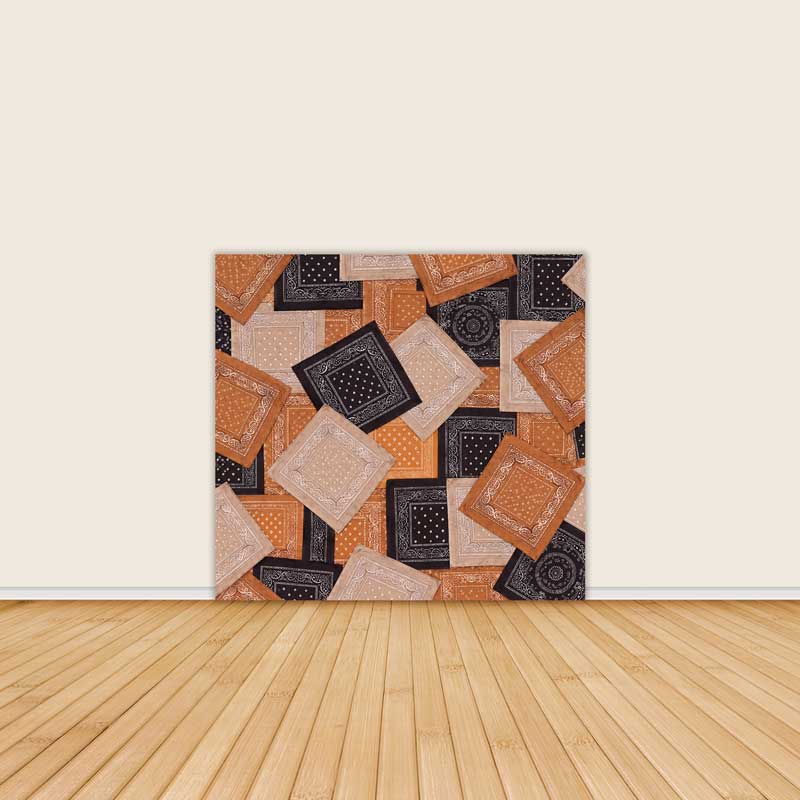 Vintage Brown Western Paisley Bandana Square Backdrop