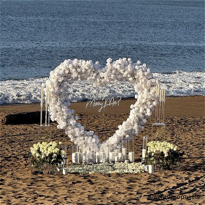 8ft White Rose Flower Wall Romantic Atmosphere Heart Shaped Wedding Decoration Indoor
