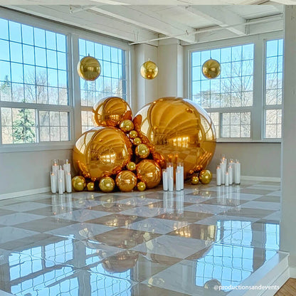 Golden Color Inflatable Mirror Ball Reusable Big Bubble Balloon-ubackdrop