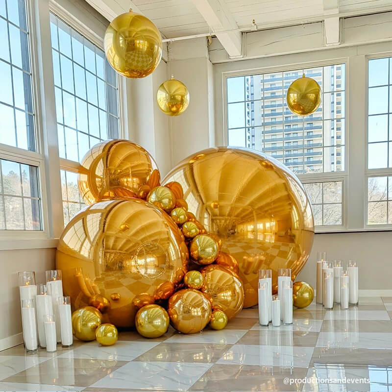 Golden Color Inflatable Mirror Ball Reusable Big Bubble Balloon-ubackdrop