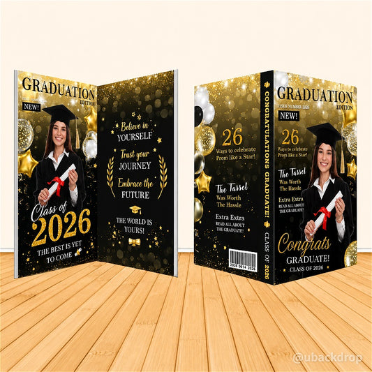 2026 Graduation Edition Magazine Book Backdrop Cover for Book Frame Stand-ubackdrop