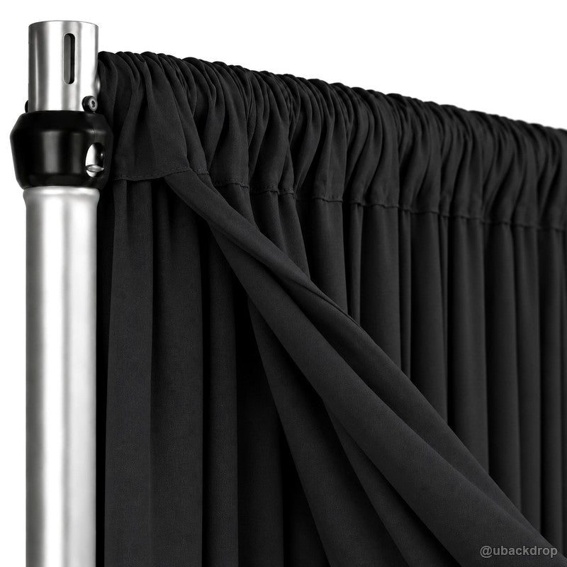 Black double layer drape stand with swag fabric detail