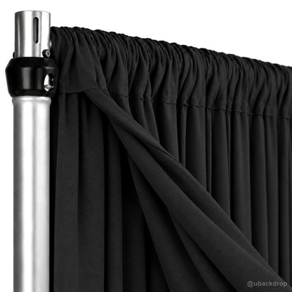 Black double layer drape stand with swag fabric detail