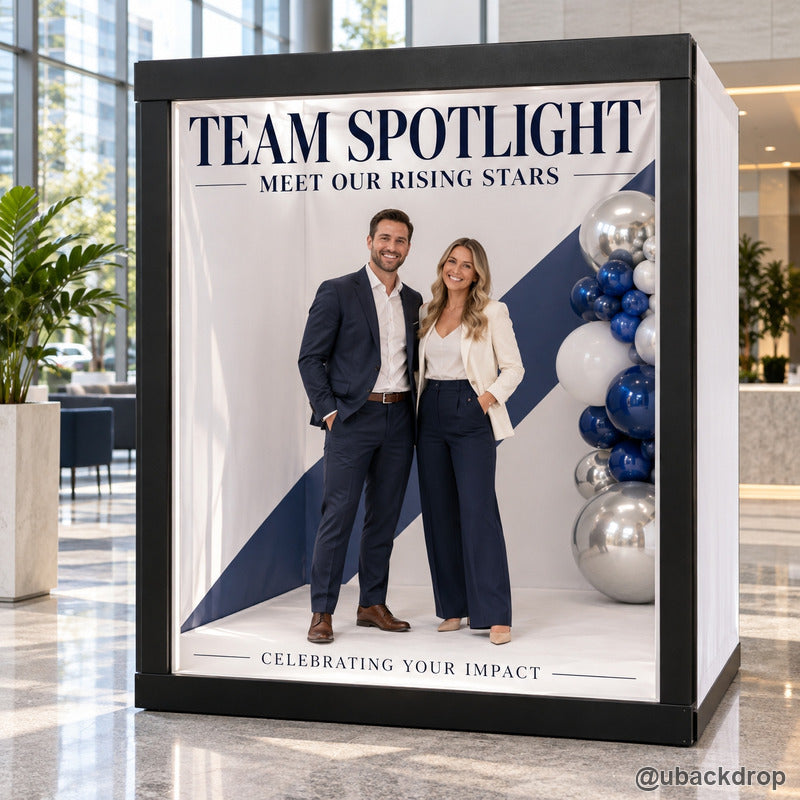 Black frame team spotlight corporate awards photo booth display