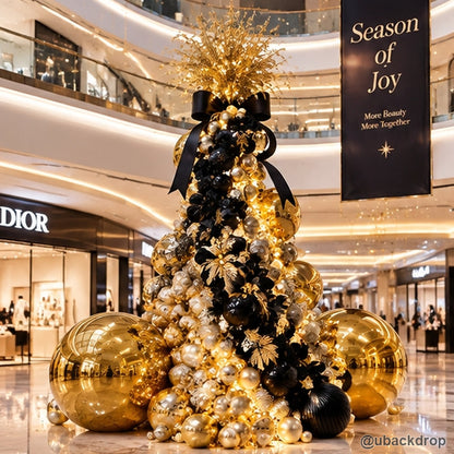 Black gold christmas balloon tree luxury mall holiday display