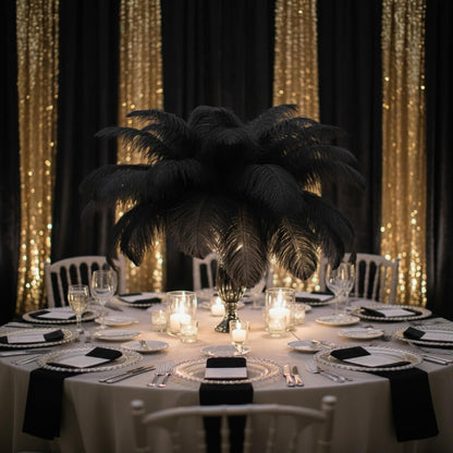 24"-26" Length Black Natural Ostrich Feathers Centerpiece Filler-ubackdrop
