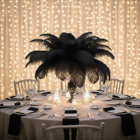 24"-26" Length Black Natural Ostrich Feathers Centerpiece Filler-ubackdrop