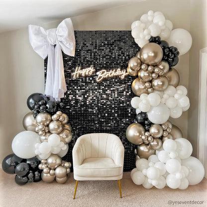 Black Shimmer Wall Panels – Easy Setup Wedding/Event/Theme Party Decorations-ubackdrop