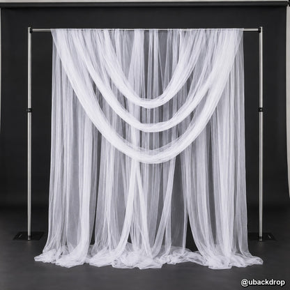 Black white tulle backdrop stand draped curtains wedding event photo booth display