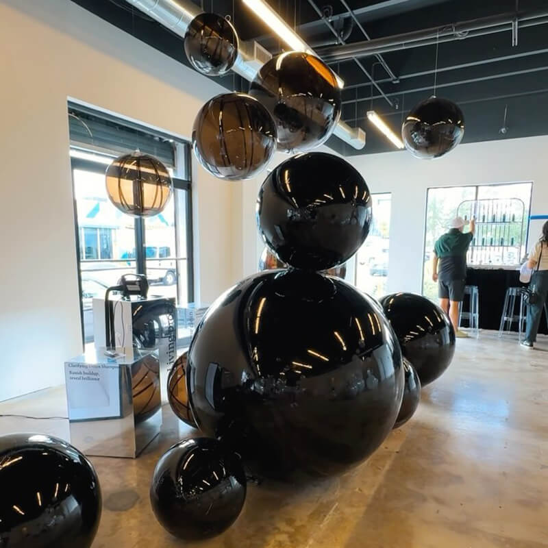 Black Inflatable Mirror Ball Reusable Big Bubble Balloon-ubackdrop