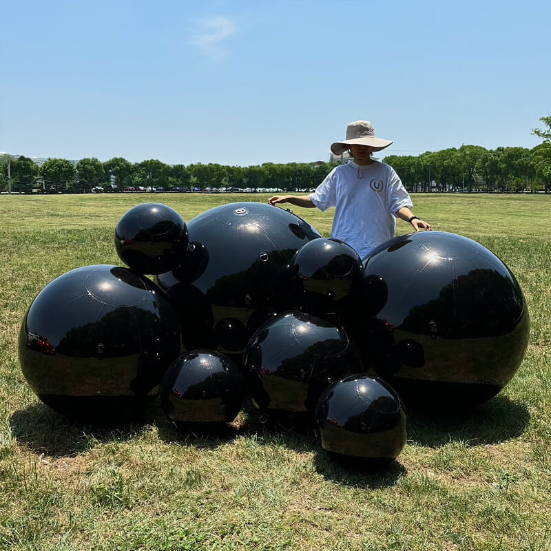 Black Inflatable Mirror Ball Reusable Big Bubble Balloon-ubackdrop