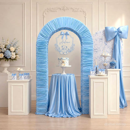 4.3x7ft 3D Dual-Tube Ruched Fabric Cover Arch Stand for Event Decor-ubackdrop