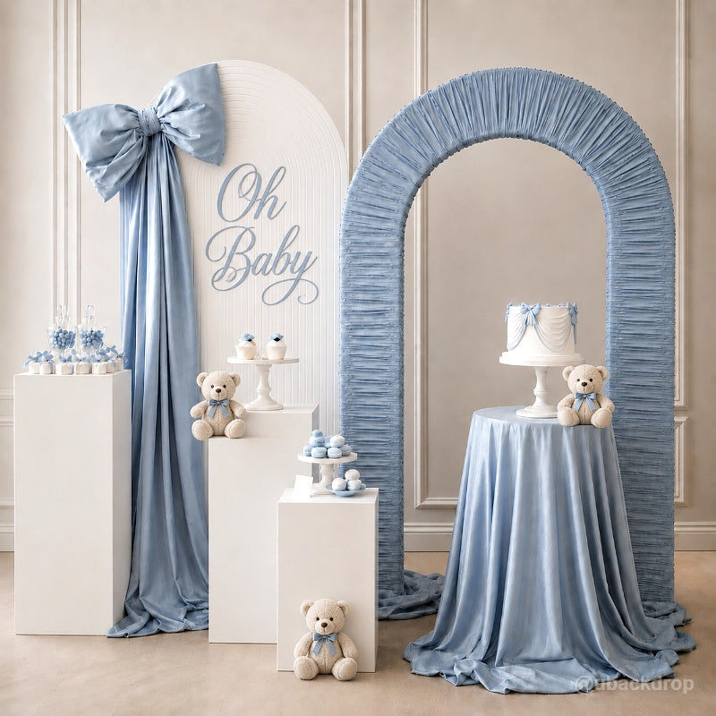 4.3x7ft 3D Dual-Tube Ruched Fabric Cover Arch Stand for Event Decor-ubackdrop