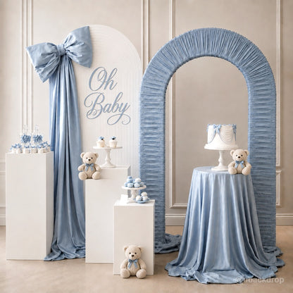 4.3x7ft 3D Dual-Tube Ruched Fabric Cover Arch Stand for Event Decor-ubackdrop