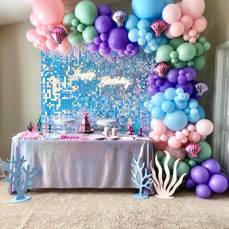 Rainbow Blue Shimmer Wall Panels – Easy Setup Wedding/Event/Theme Party Decorations
