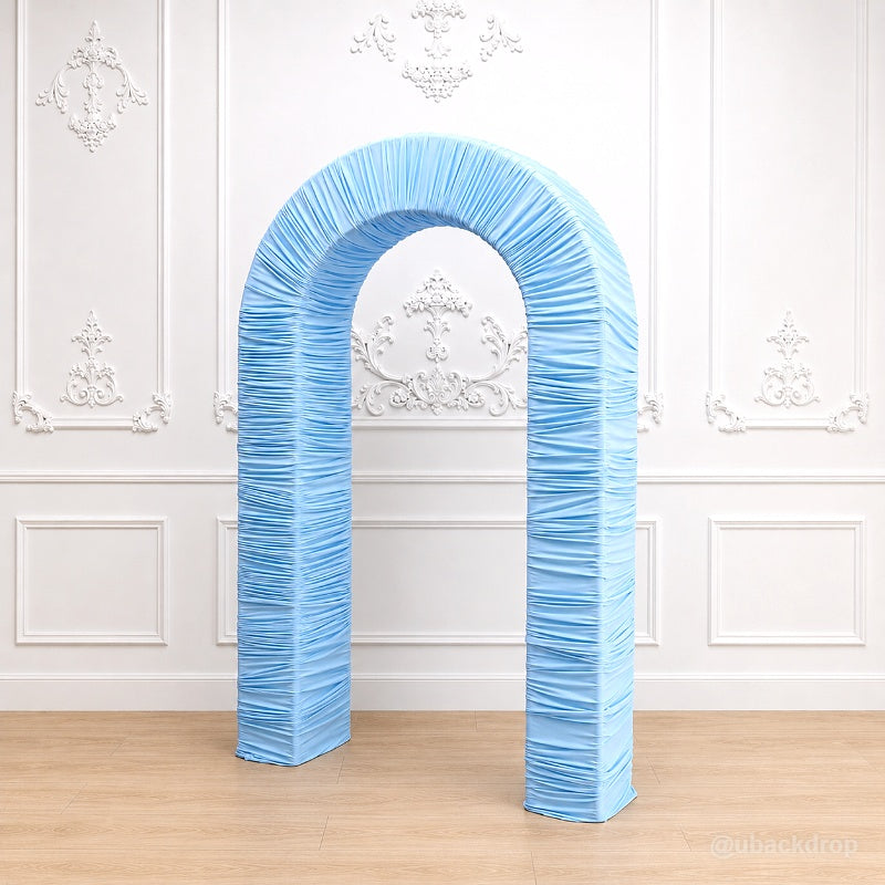 4.3x7ft 3D Dual-Tube Ruched Fabric Cover Arch Stand for Event Decor-ubackdrop