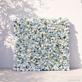 Light Blue White Rose Fabric Flower Wall Party Decor