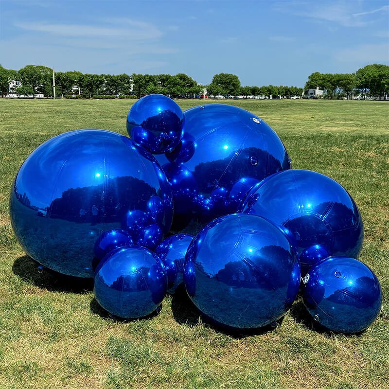 Blue Inflatable Mirror Ball Reusable Big Bubble Balloon-ubackdrop