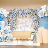 Blue Roses Fabric Artificial Arch Flower Wall