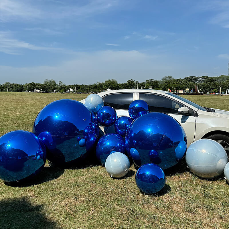 Blue Inflatable Mirror Ball Reusable Big Bubble Balloon-ubackdrop