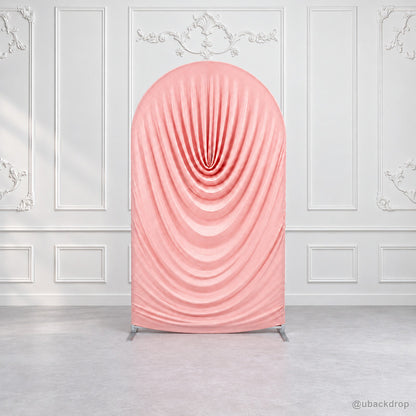 Blush pink cowl draped chiara arch backdrop cover ornate wall scene