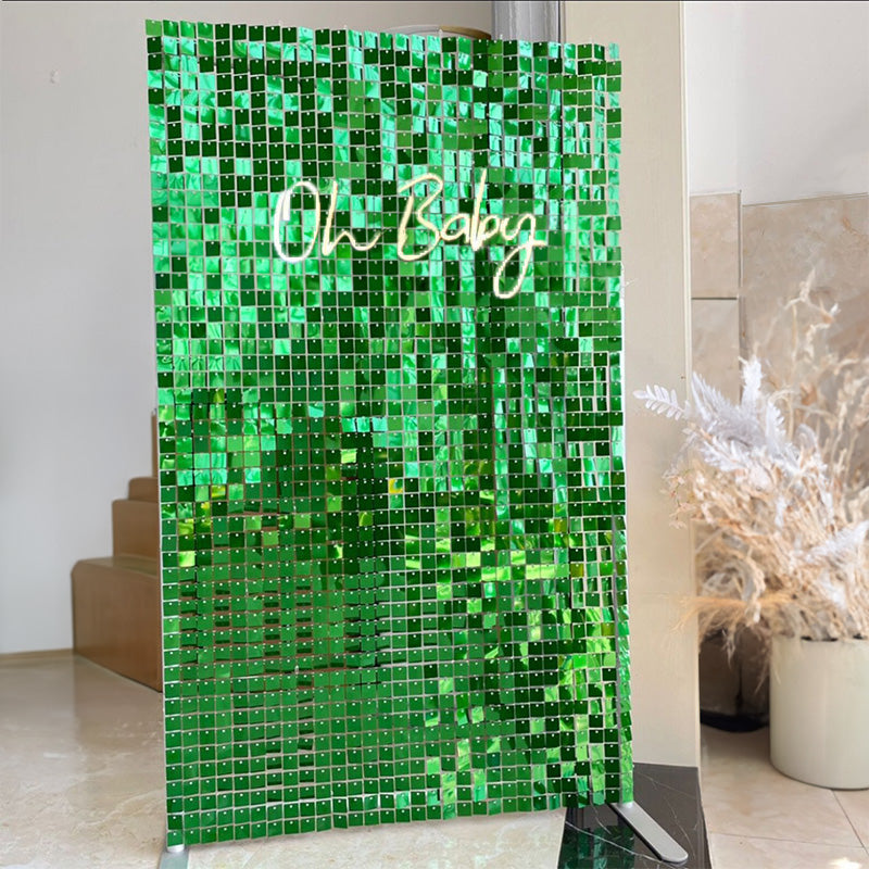 Bright Green Shimmer Wall Panels – Easy Setup Birthday/Event/Theme Party Decorations-ubackdrop