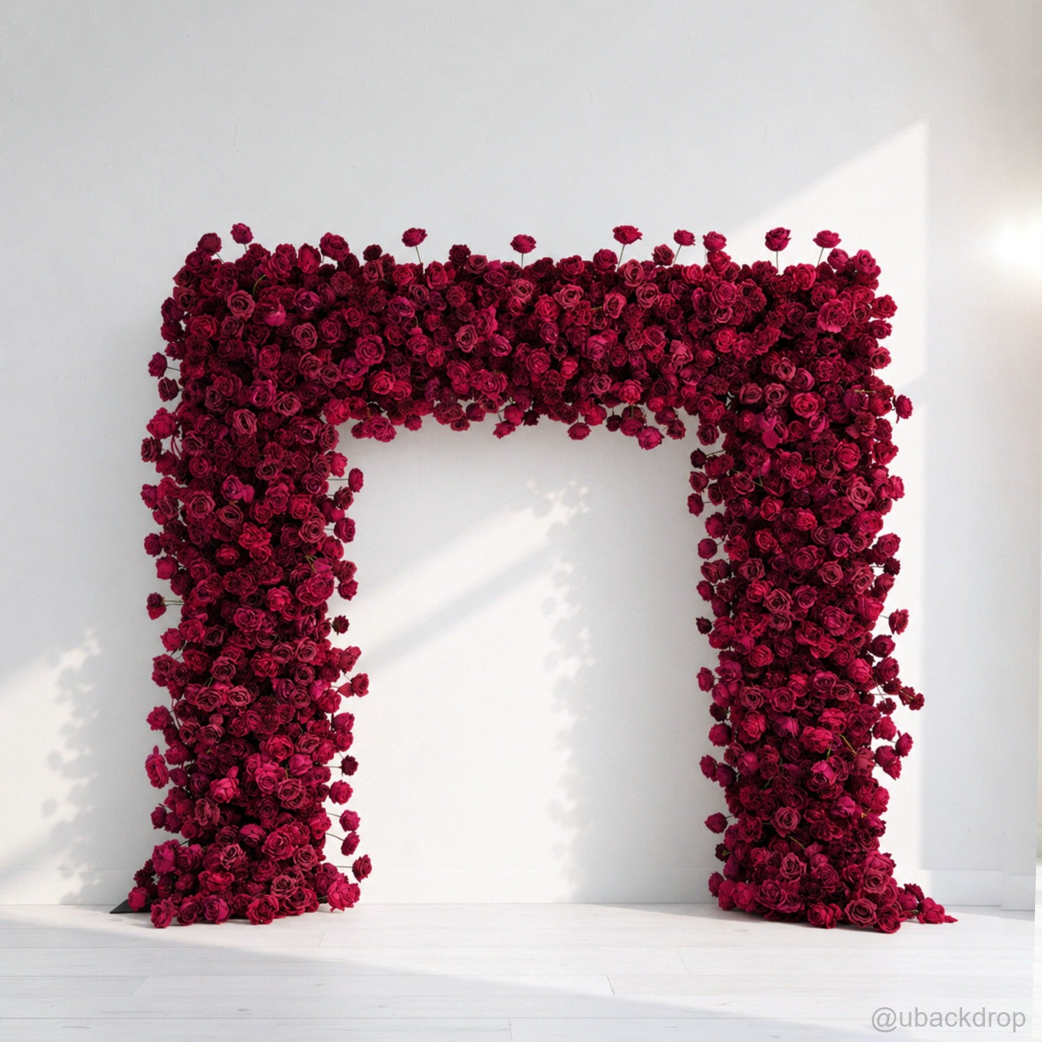 burgundy-red-floral-arch-stand-backdrop-for-wedding-party-event