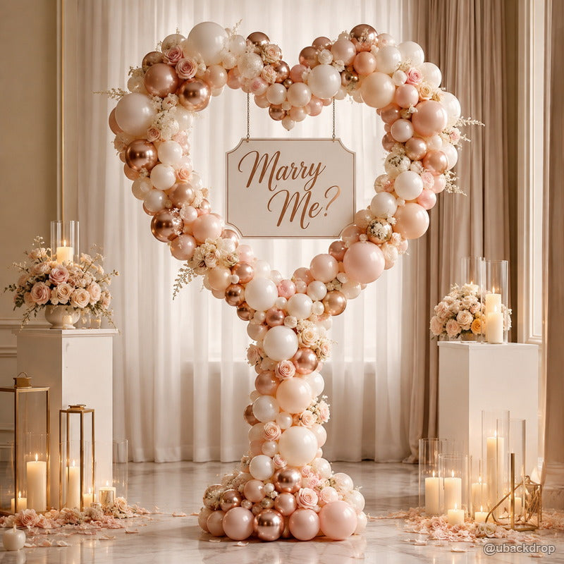 Champagne balloon heart party stand romantic proposal backdrop