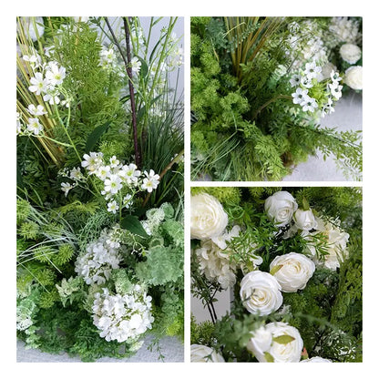 6+7FT Flower Arch Green White Flower Backdrop for Wedding Proposal Party Decor