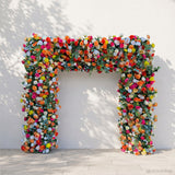 Green Orange Fabric Artificial Flower Wall Arch Wedding Party Decoration