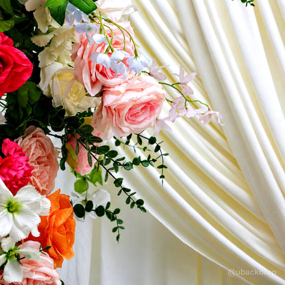 6+7FT Multi-Color Mixed Rose and Hydrangea Horn-Shaped Flower Wall for Party Decor-ubackdrop