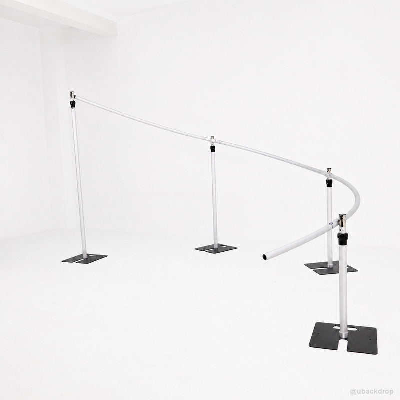 Curved pipe backdrop frame party stand hardware side view