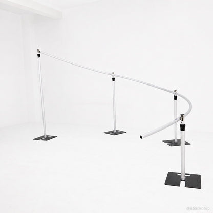 Curved pipe backdrop frame party stand hardware side view