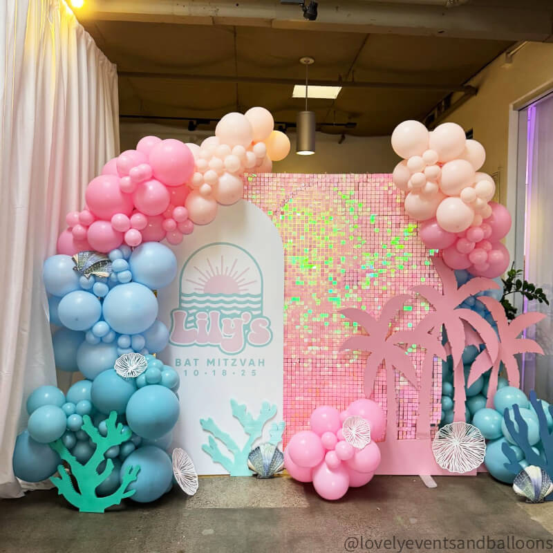 Gradient Pink Shimmer Wall Panels, Easy Setup Party Decorations-ubackdrop