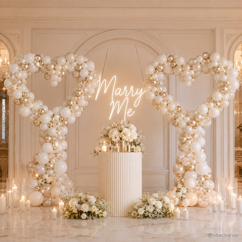 Double heart balloon party stand romantic proposal wedding backdrop